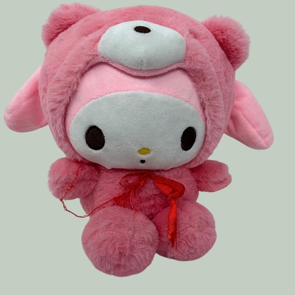 Sanrio My Melody Plush Pink Bear Costume Hooded Stuffed Animal Toy Kawaii